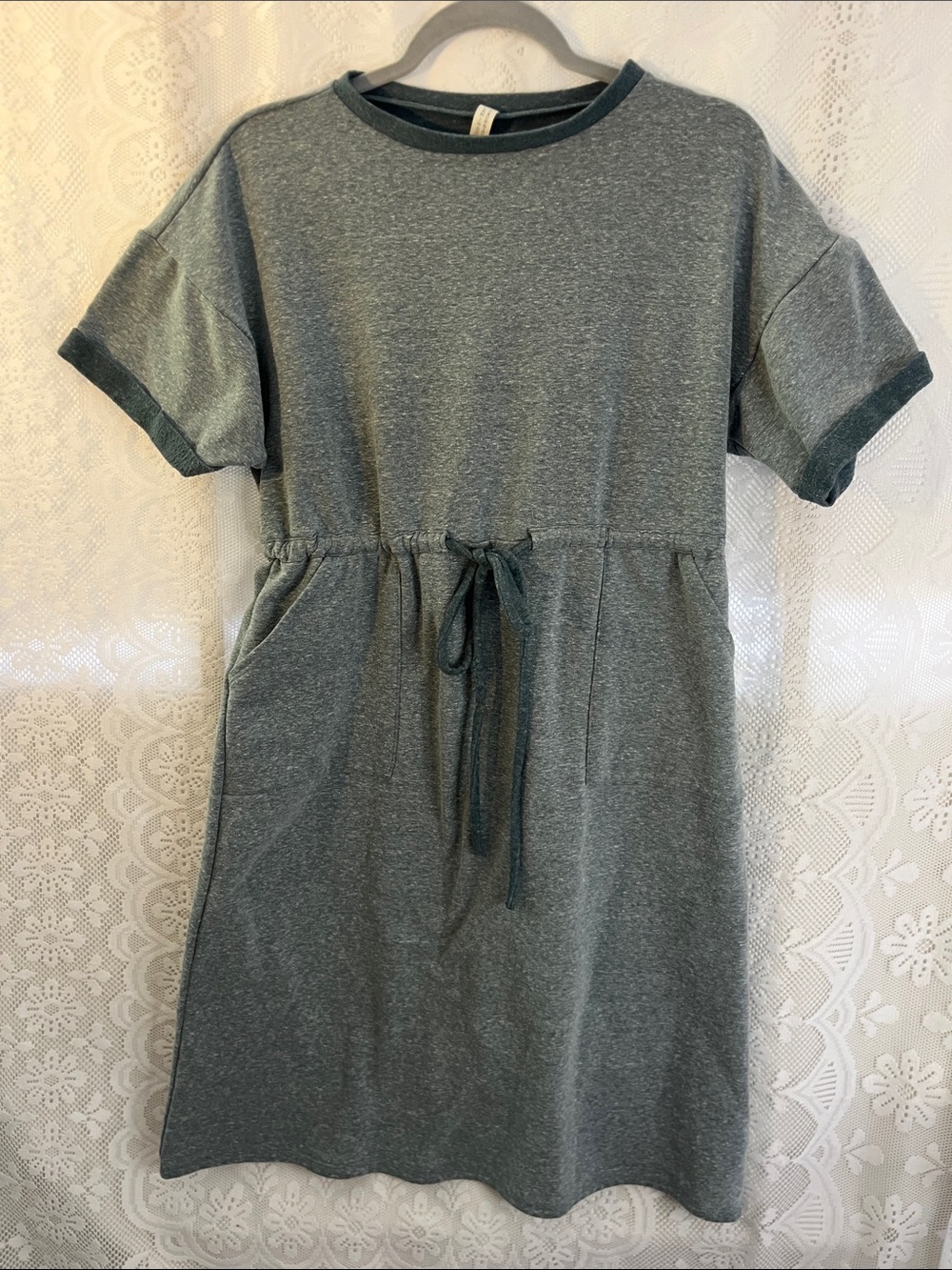 Flamingo Urban Heather Green Drawstring Dress with pockets L